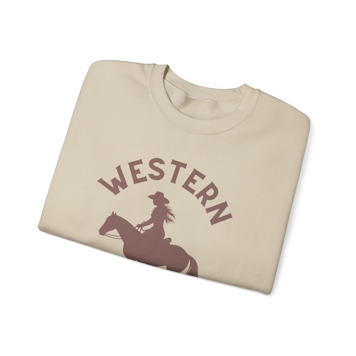 Western Woman Crewneck Sweatshirt - Cozy Apparel for Horse Lovers
