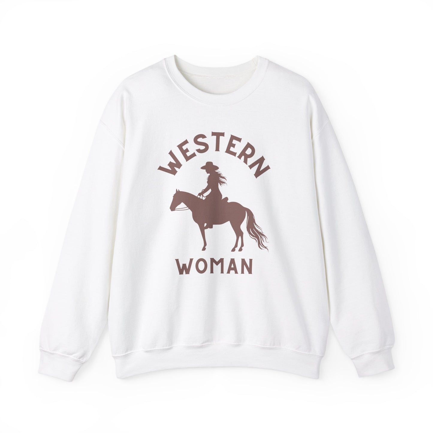 Western Woman Crewneck Sweatshirt - Cozy Apparel for Horse Lovers