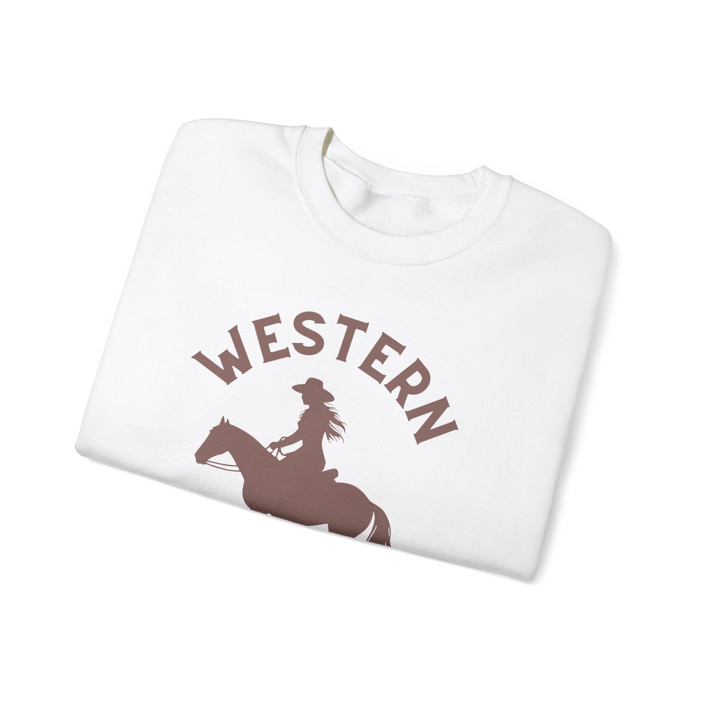 Western Woman Crewneck Sweatshirt - Cozy Apparel for Horse Lovers