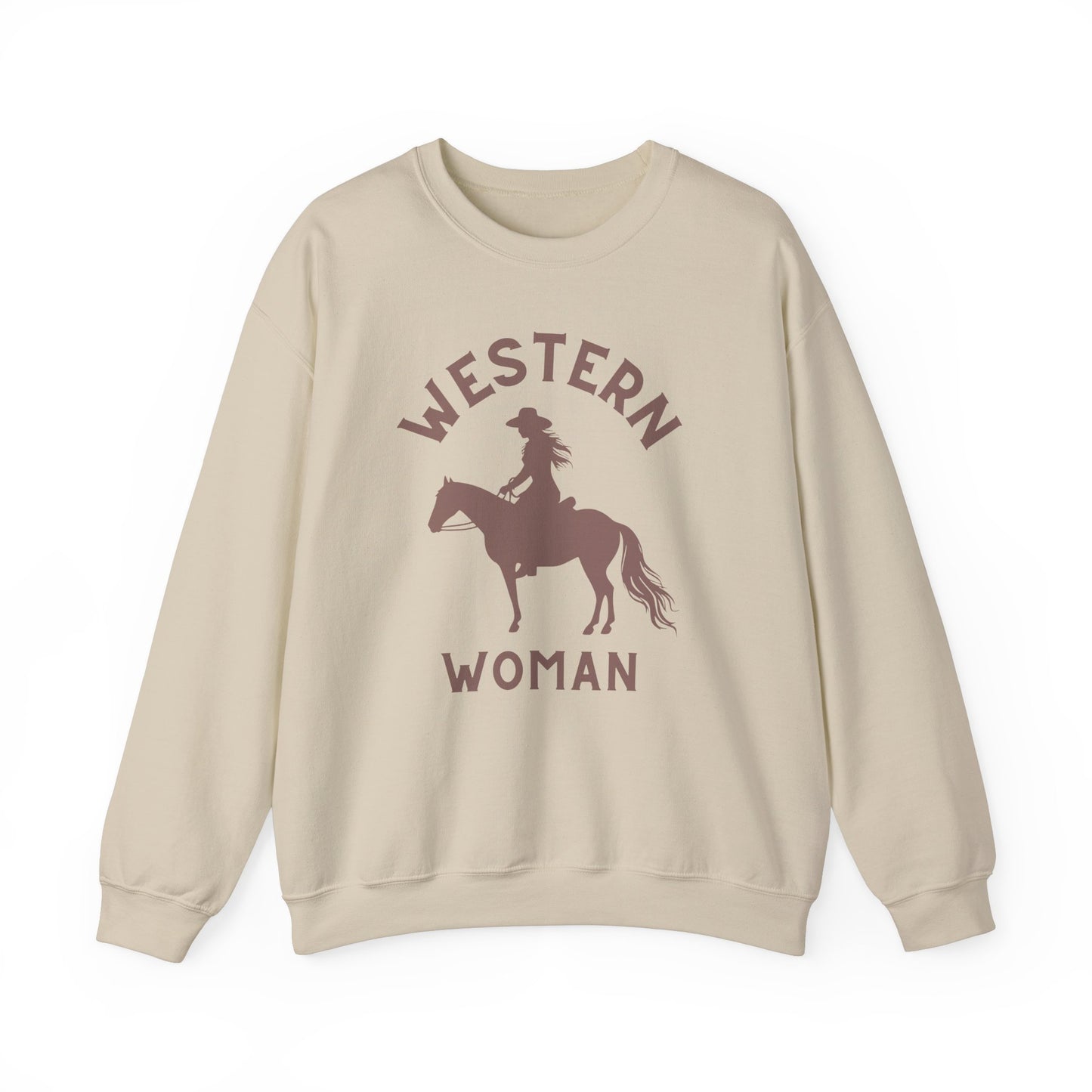 Western Woman Crewneck Sweatshirt - Cozy Apparel for Horse Lovers