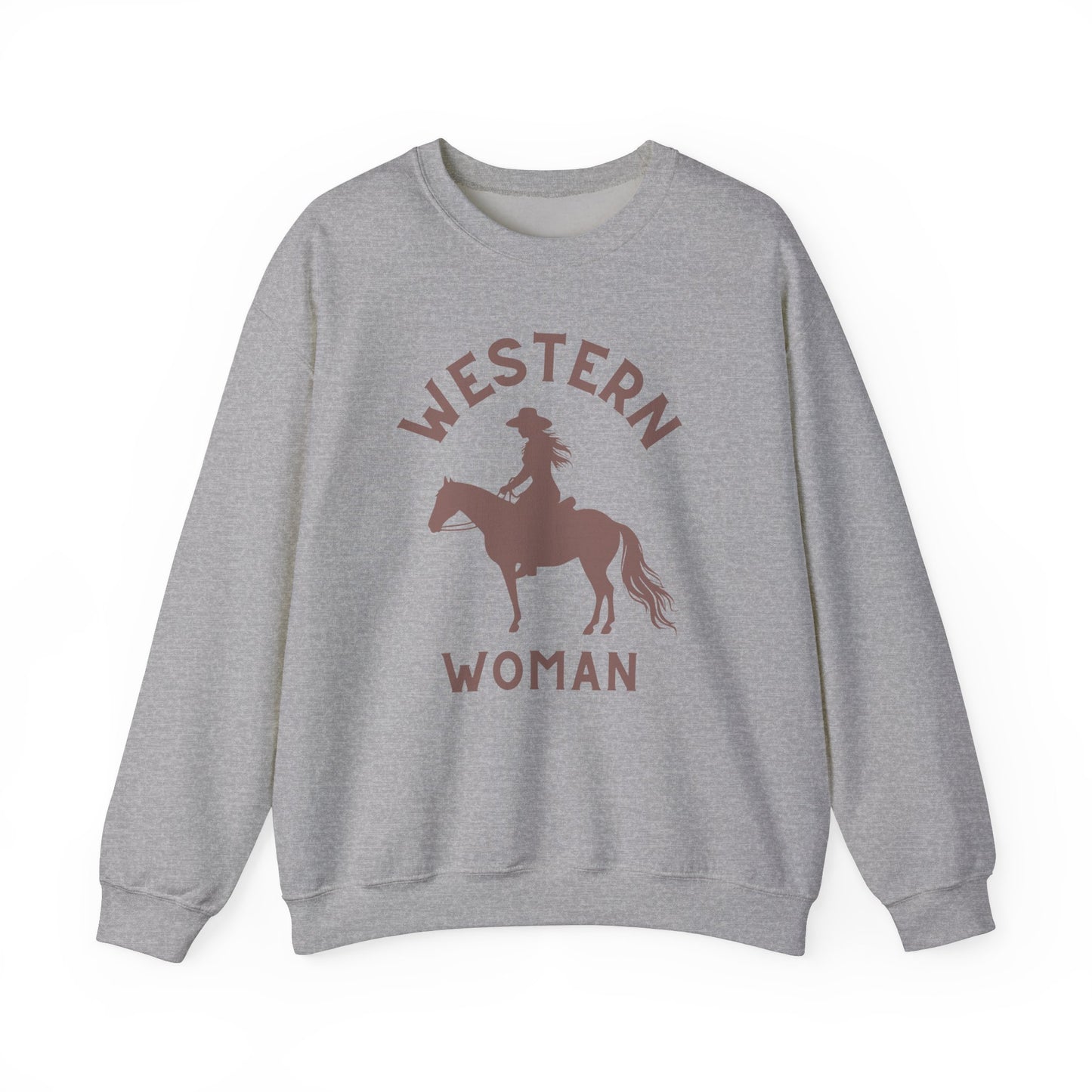 Western Woman Crewneck Sweatshirt - Cozy Apparel for Horse Lovers