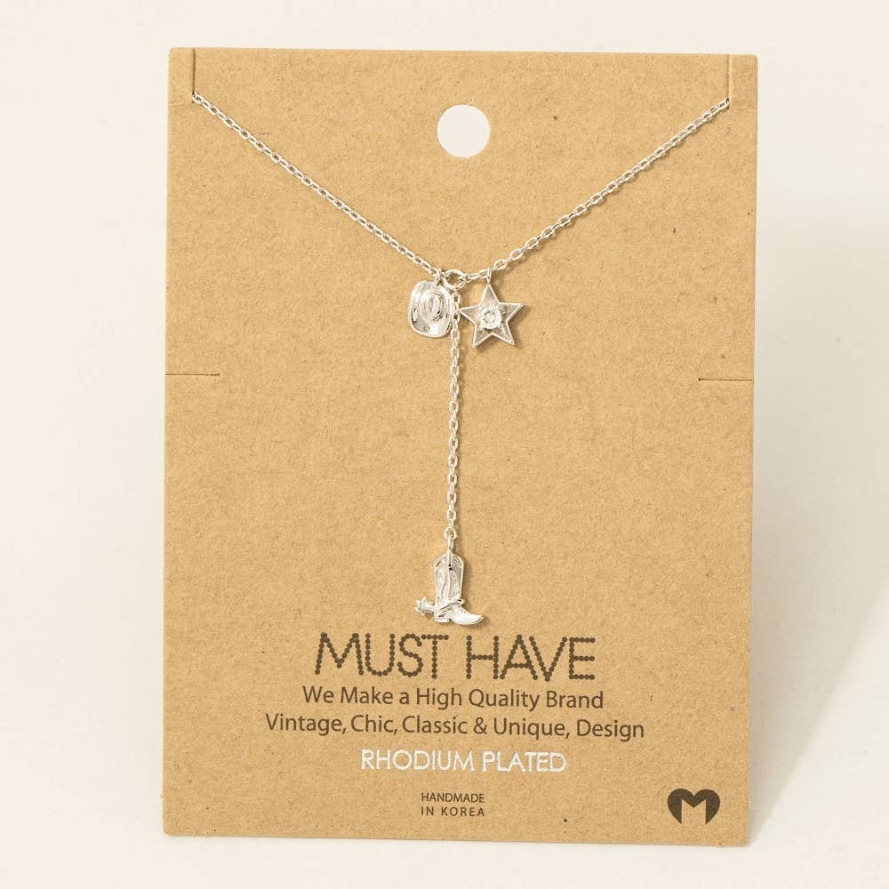 Western Cowboy Boots Y Necklace