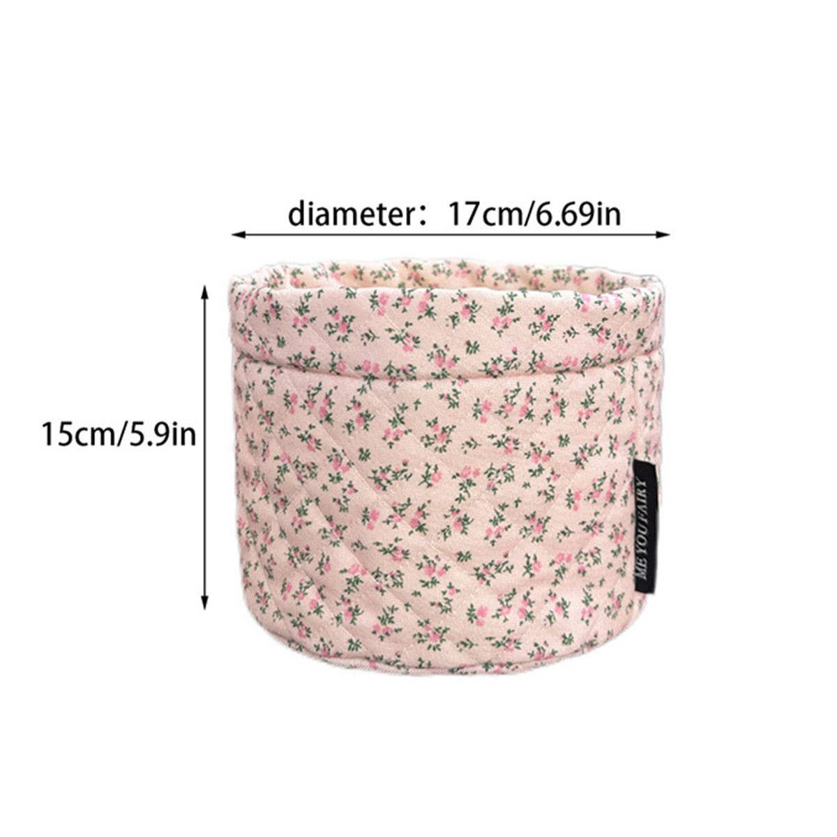 Quilted Floral Bucket Makeup Bag Travel Organizer