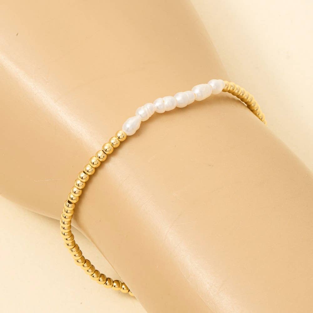 Stainless Steel And Pearl Beaded Bracelet