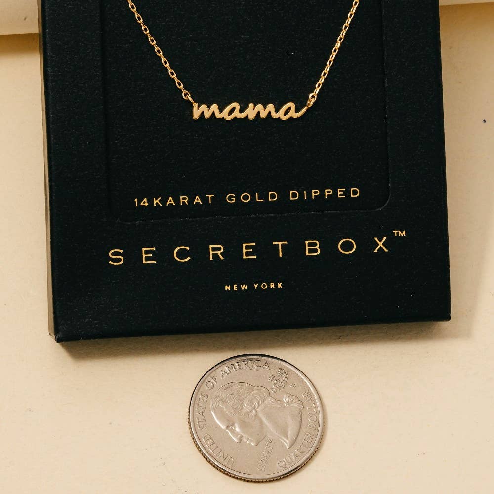 Secret Box Gold Dipped Dainty Mama Pendant Necklace