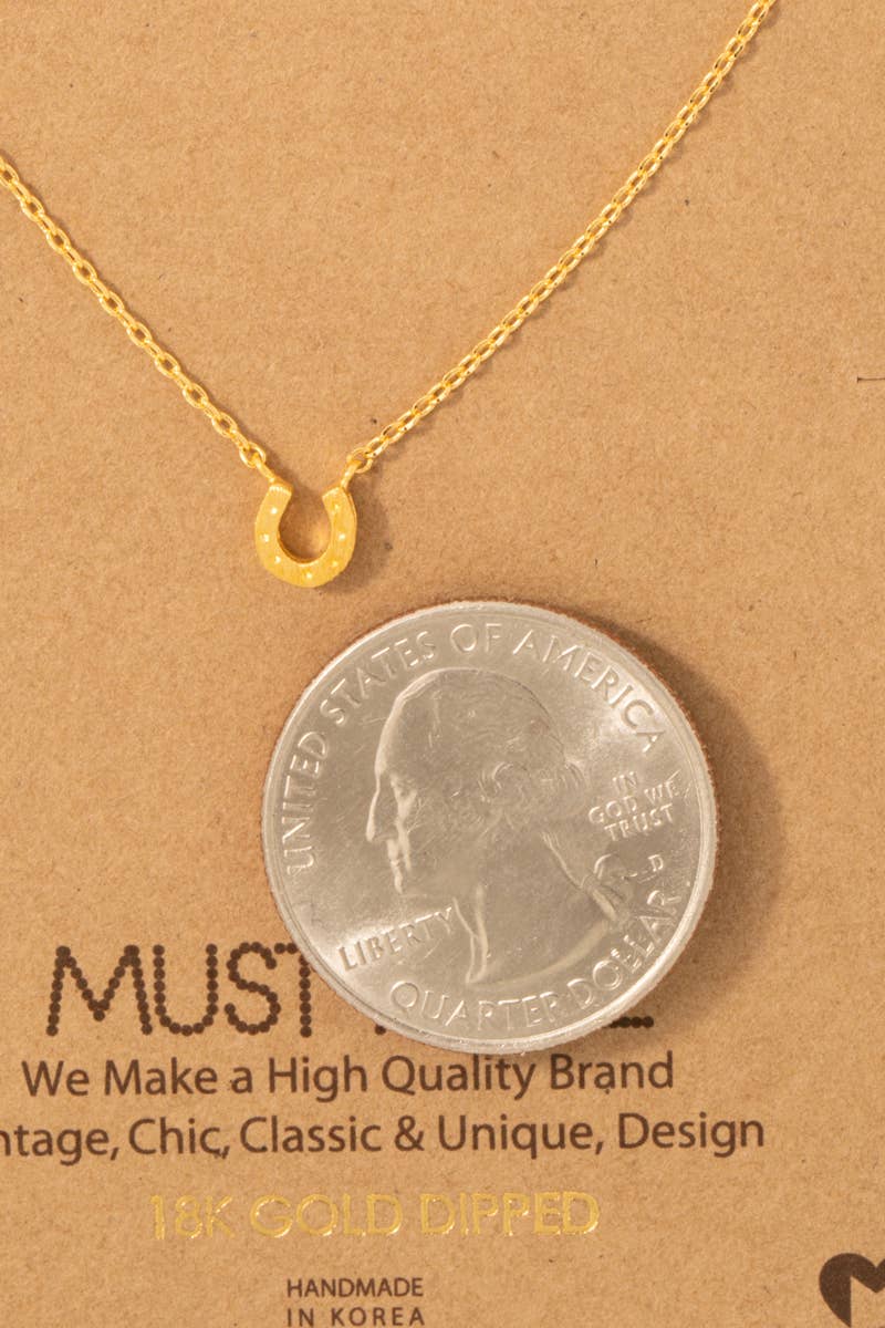 Gold Dipped Mini Horseshoe Pendant Necklace