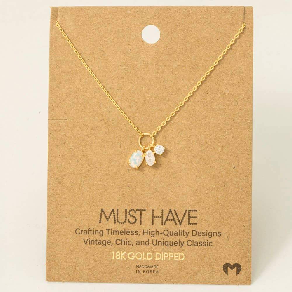 Dainty Opal Crystal Charm Necklace