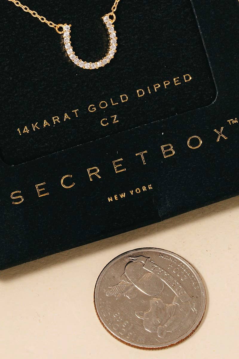 Secret Box Gold Dipped Horse Shoe Pendant Necklace