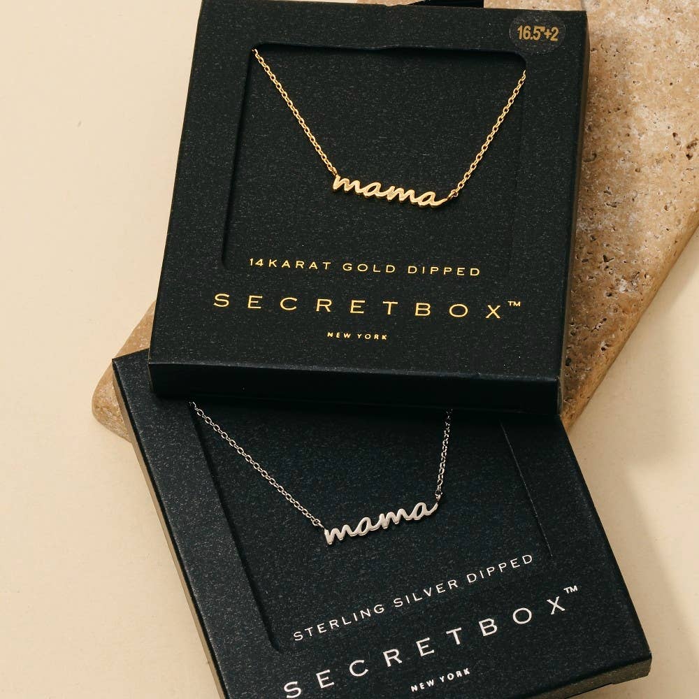 Secret Box Gold Dipped Dainty Mama Pendant Necklace