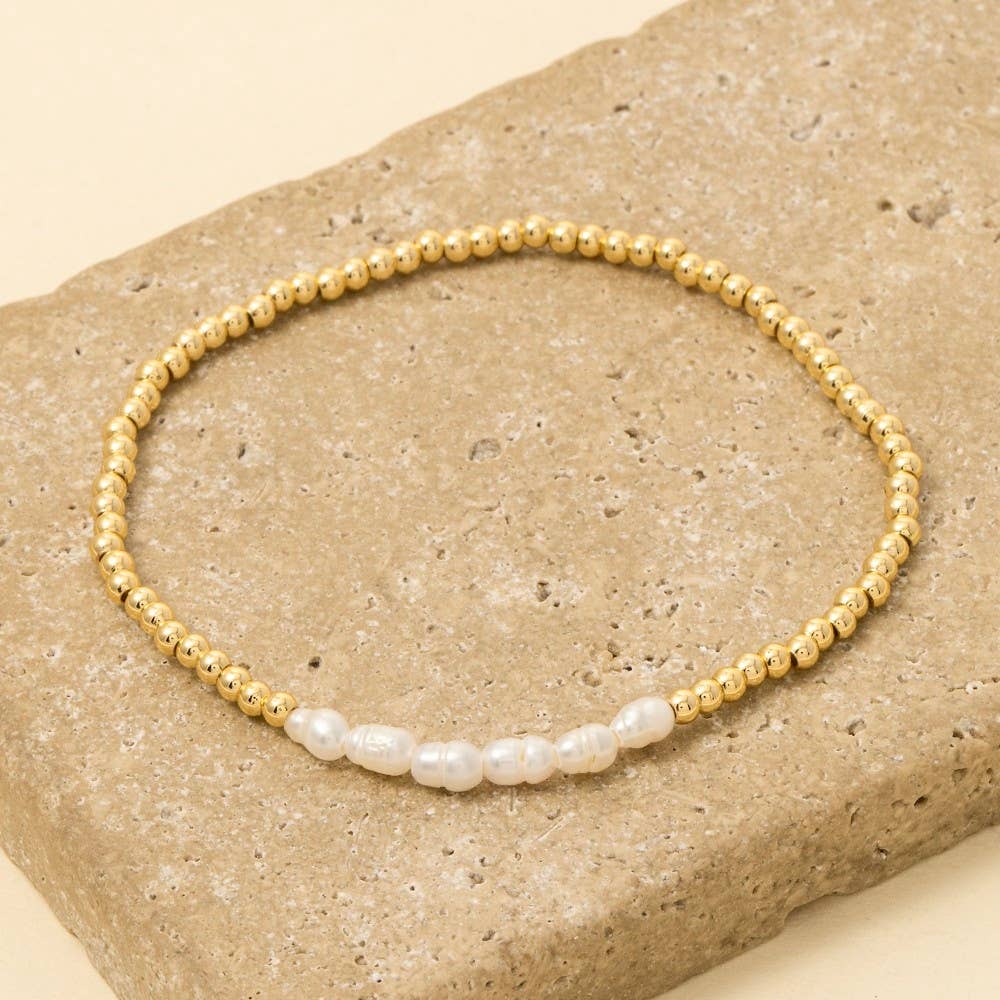 Stainless Steel And Pearl Beaded Bracelet
