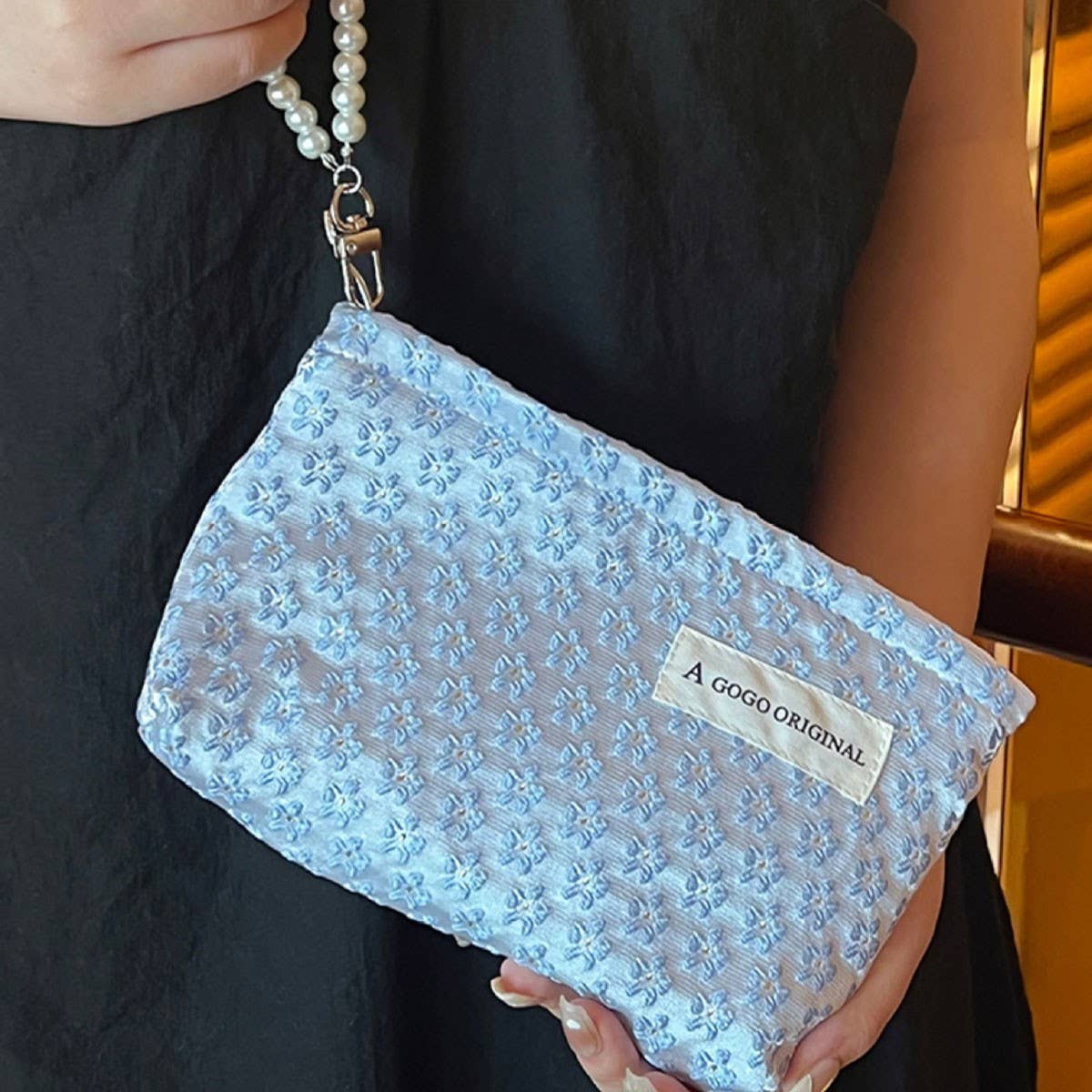 Pearl Handle Cosmetic Bag Sweet Wallet Hand Pouch