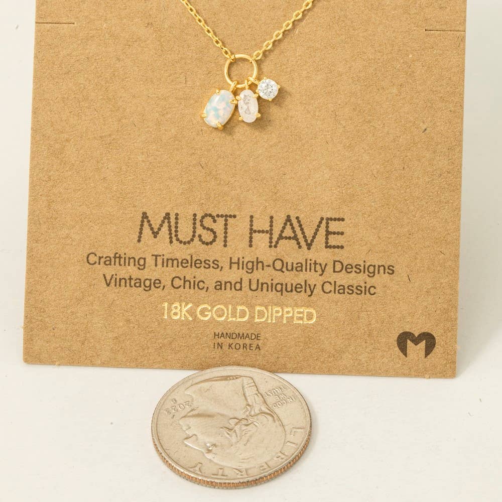 Dainty Opal Crystal Charm Necklace