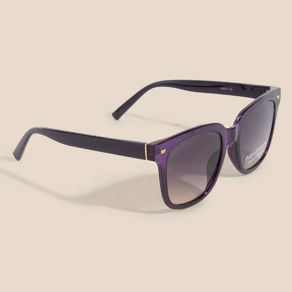 Square Frame Metallic Accent Sunglasses Set