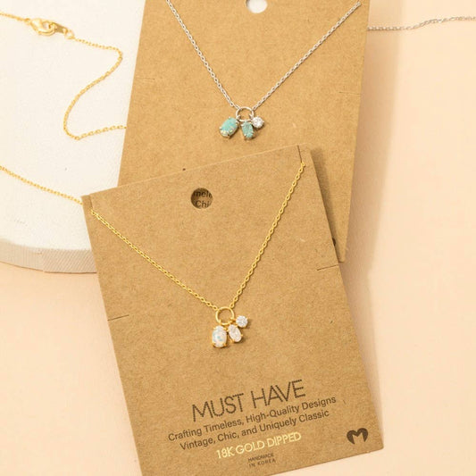 Dainty Opal Crystal Charm Necklace