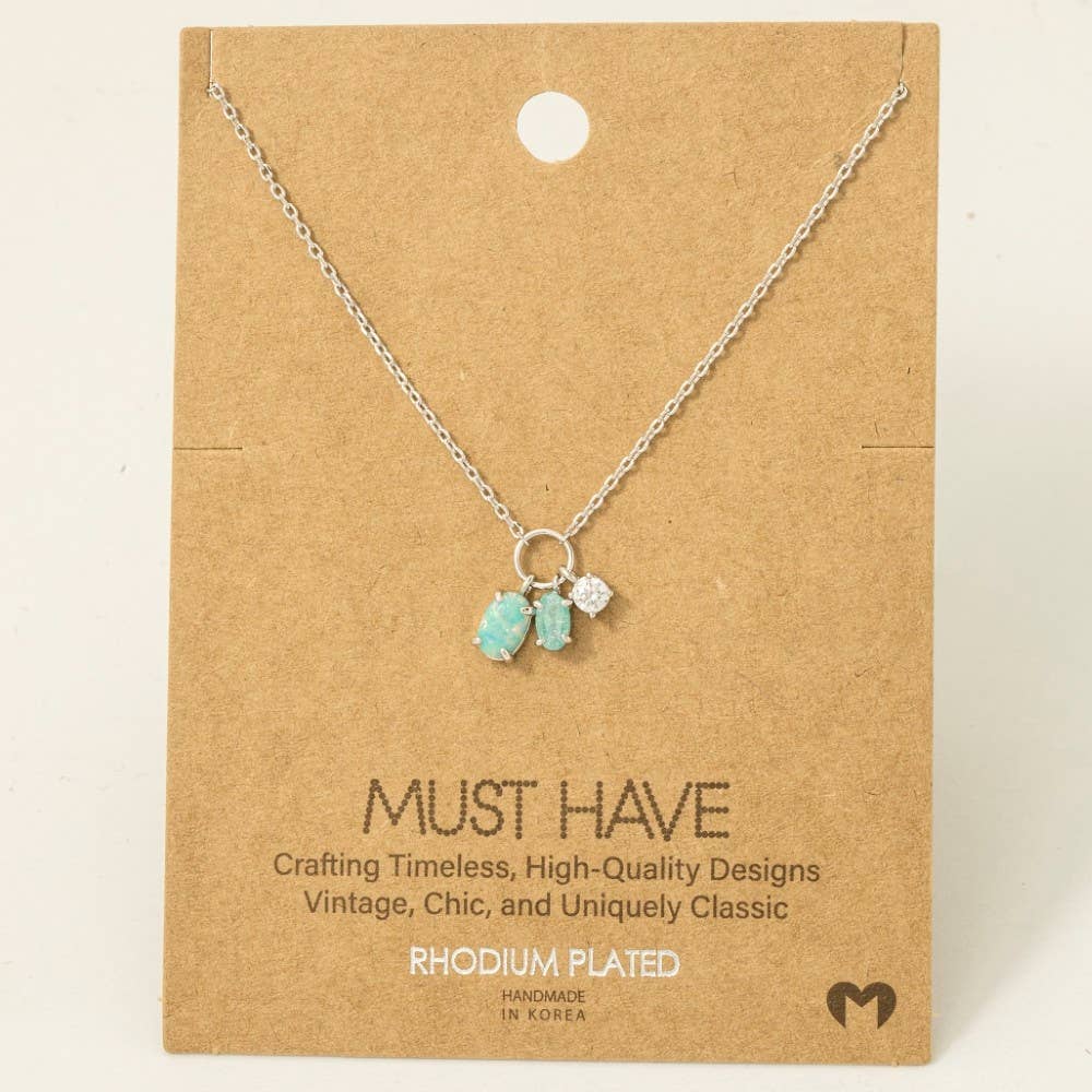 Dainty Opal Crystal Charm Necklace