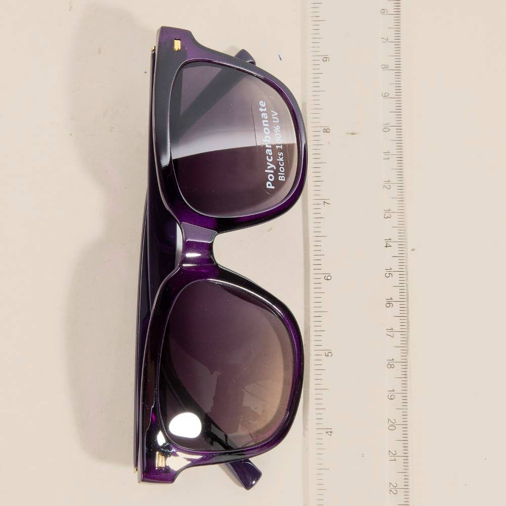 Square Frame Metallic Accent Sunglasses Set