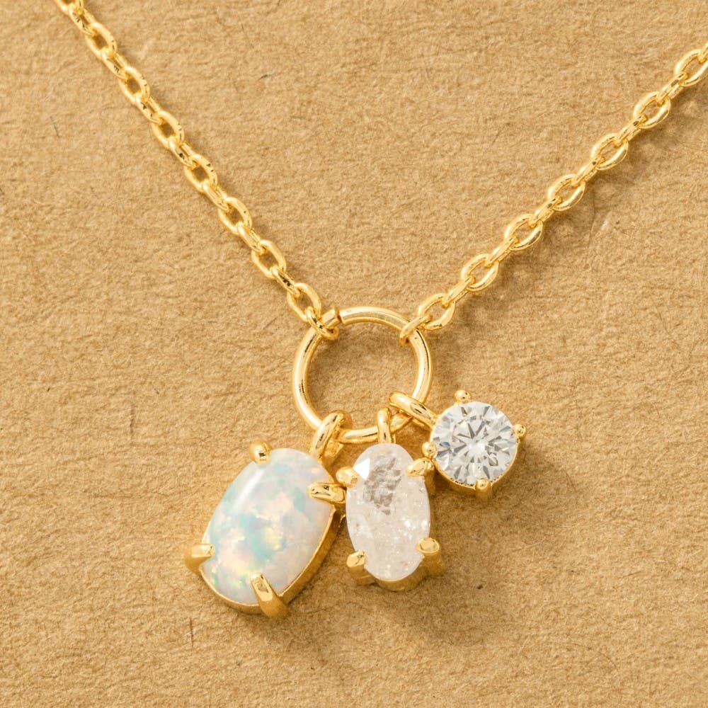 Dainty Opal Crystal Charm Necklace