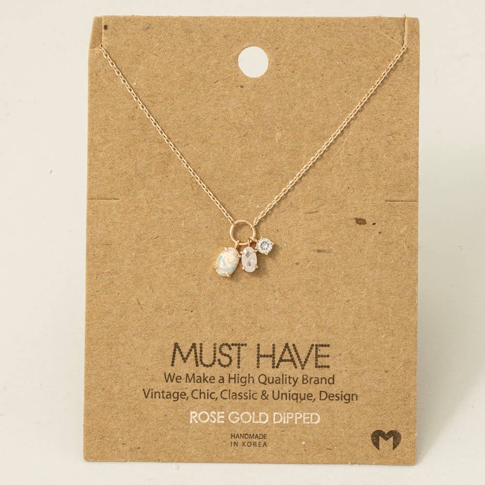 Dainty Opal Crystal Charm Necklace