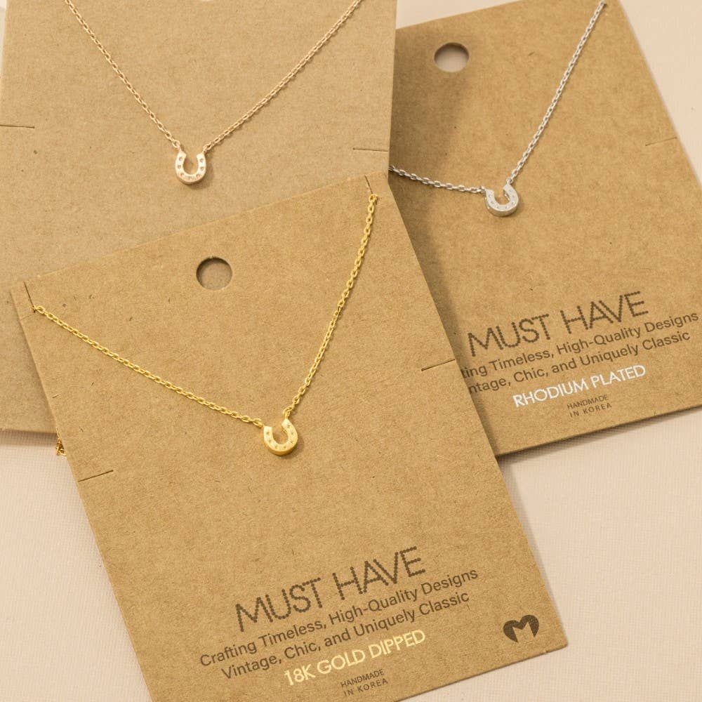 Gold Dipped Mini Horseshoe Pendant Necklace
