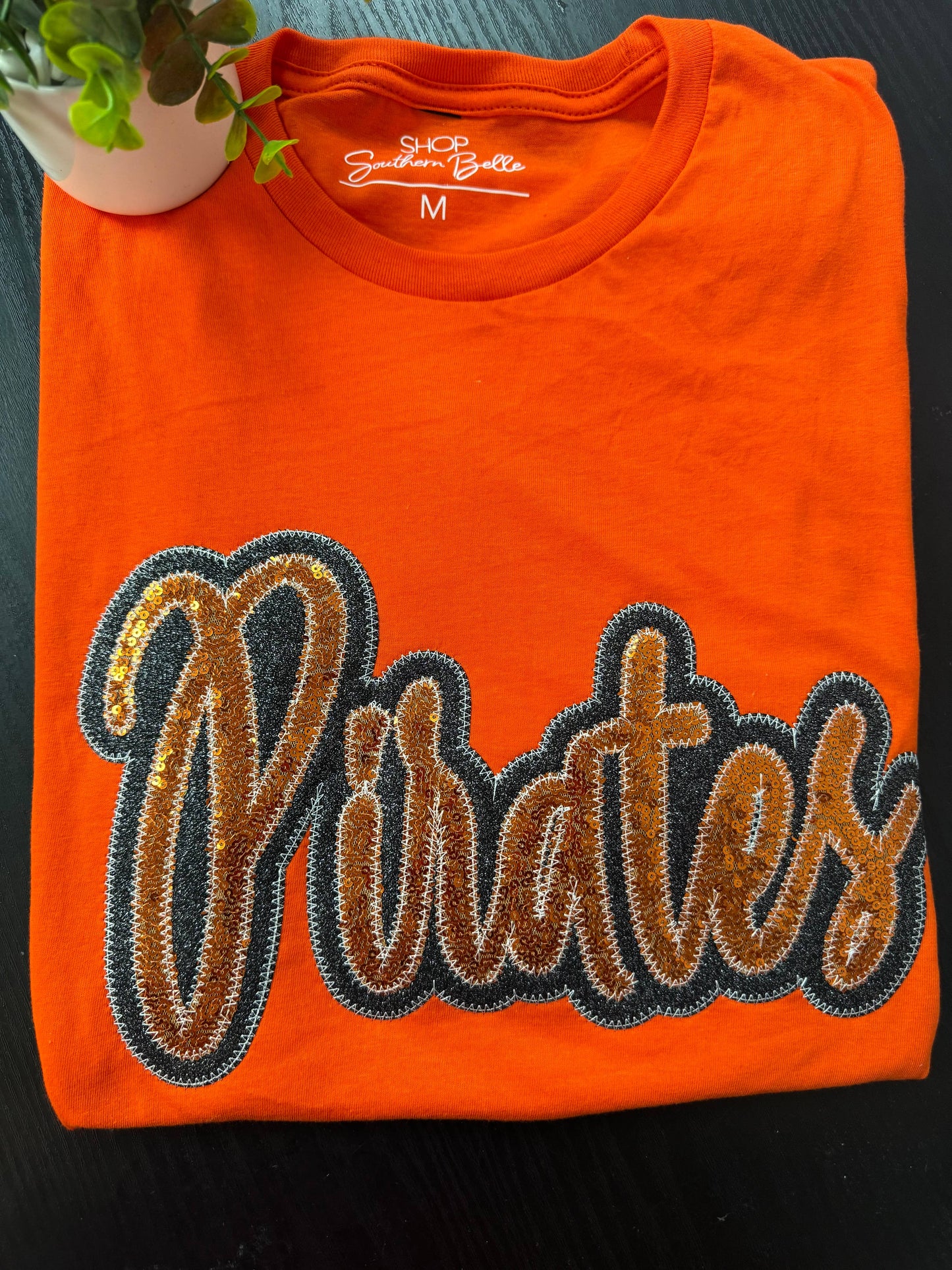 Game Day Custom School Spirit Wear Real Sequins Short Sleeve