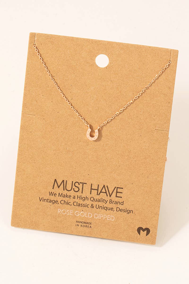Gold Dipped Mini Horseshoe Pendant Necklace