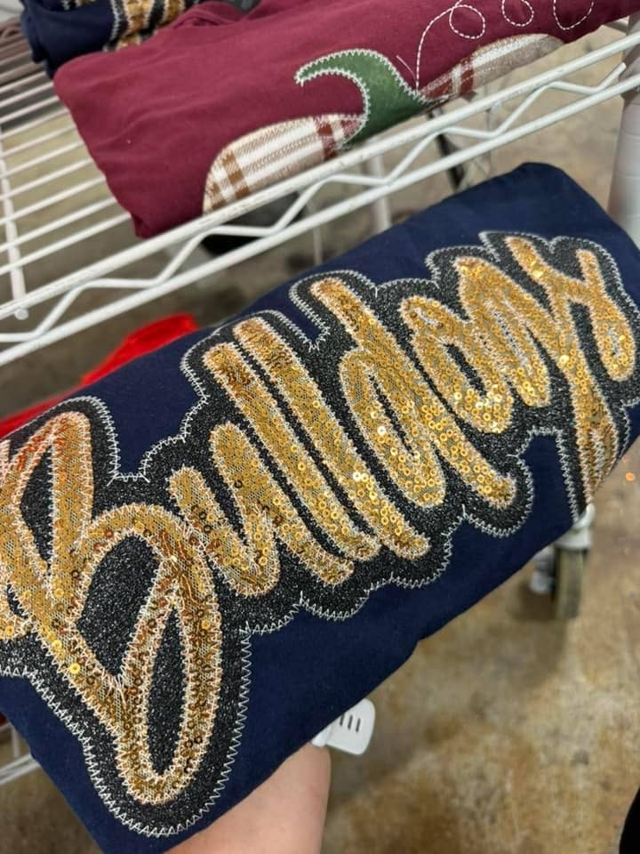 Game Day Custom School Spirit Wear Real Sequins Short Sleeve