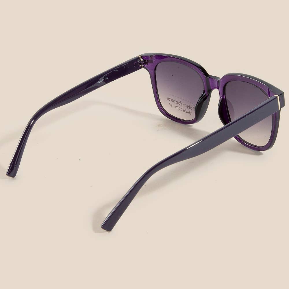 Square Frame Metallic Accent Sunglasses Set