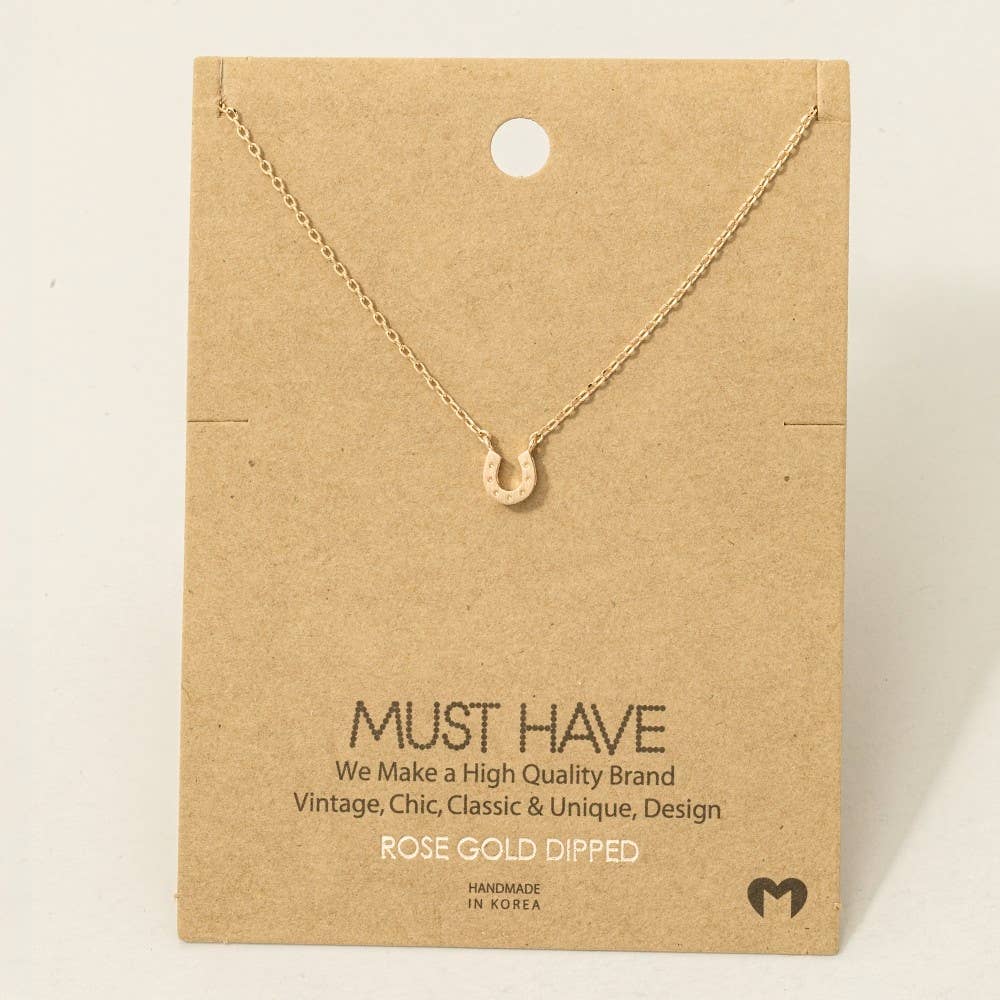 Gold Dipped Mini Horseshoe Pendant Necklace